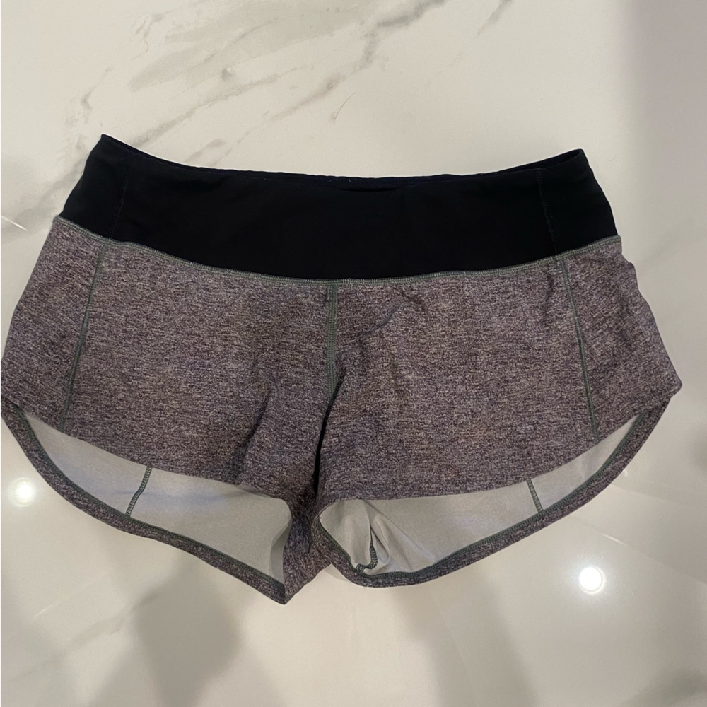 LULULEMON Gray/ Black waistband run Speed-Up Low Athletic Shorts